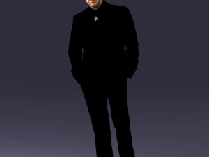 000486 Stylish Man in Black Suit with Sunglasses 3D Model