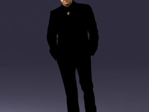 000486 Stylish Man in Black Suit with Sunglasses 3D Model