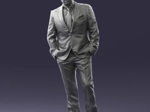 000486 Stylish Man in Black Suit with Sunglasses 3D Model