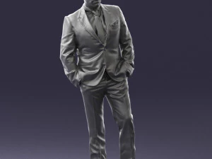 000486 Stylish Man in Black Suit with Sunglasses 3D Model