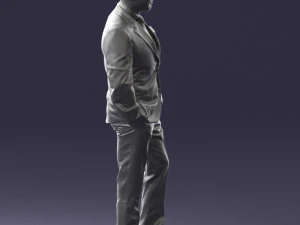 000486 Stylish Man in Black Suit with Sunglasses 3D Model