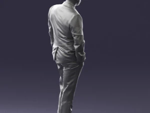 000486 Stylish Man in Black Suit with Sunglasses 3D Model