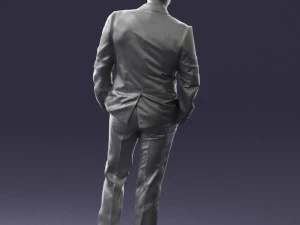 000486 Stylish Man in Black Suit with Sunglasses 3D Model