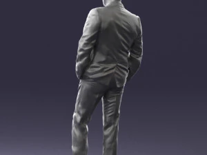 000486 Stylish Man in Black Suit with Sunglasses 3D Model