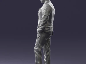 000486 Stylish Man in Black Suit with Sunglasses 3D Model