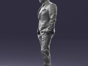000486 Stylish Man in Black Suit with Sunglasses 3D Model