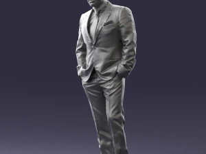 000486 Stylish Man in Black Suit with Sunglasses 3D Model
