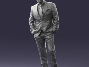 000486 Stylish Man in Black Suit with Sunglasses 3D Model