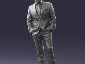 000486 Stylish Man in Black Suit with Sunglasses 3D Model