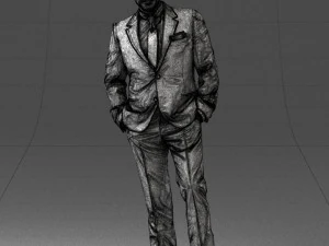 000486 Stylish Man in Black Suit with Sunglasses 3D Model