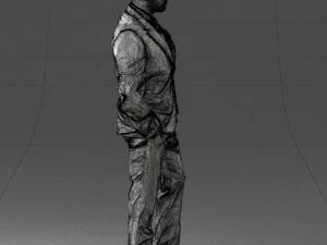 000486 Stylish Man in Black Suit with Sunglasses 3D Model