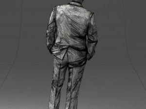 000486 Stylish Man in Black Suit with Sunglasses 3D Model