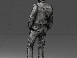 000486 Stylish Man in Black Suit with Sunglasses 3D Model