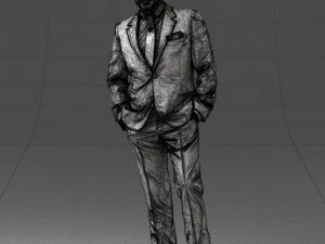 000486 Stylish Man in Black Suit with Sunglasses 3D Model