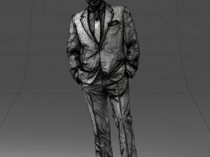 000486 Stylish Man in Black Suit with Sunglasses 3D Model