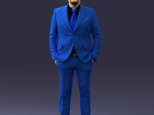 000489 Business Man in Blue Suit 3D Model
