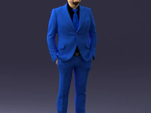 000489 Business Man in Blue Suit 3D Model