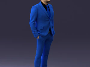 000489 Business Man in Blue Suit 3D Model