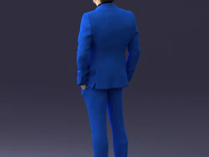 000489 Business Man in Blue Suit 3D Model