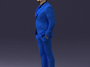 000489 Business Man in Blue Suit 3D Model