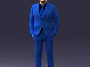 000489 Business Man in Blue Suit 3D Model