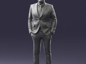 000489 Business Man in Blue Suit 3D Model