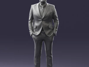 000489 Business Man in Blue Suit 3D Model