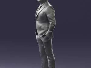 000489 Business Man in Blue Suit 3D Model