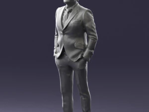 000489 Business Man in Blue Suit 3D Model