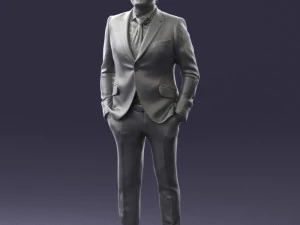 000489 Business Man in Blue Suit 3D Model