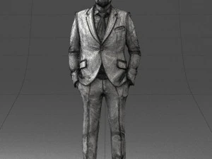 000489 Business Man in Blue Suit 3D Model