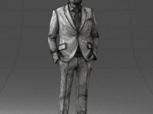 000489 Business Man in Blue Suit 3D Model