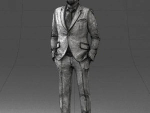 000489 Business Man in Blue Suit 3D Model