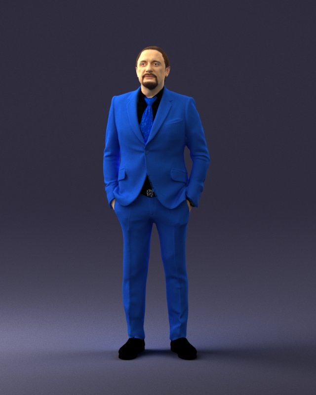 man in blue suit 0155 3d print ready Model do druku 3D .c4d .max .obj .3ds .fbx .stl .blend 