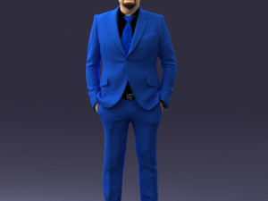 man in blue suit 0155 3d print ready Model do druku 3D
