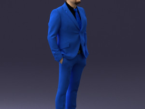 man in blue suit 0155 3d print ready Model do druku 3D