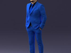 man in blue suit 0155 3d print ready Model do druku 3D