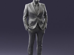 man in blue suit 0155 3d print ready Model do druku 3D