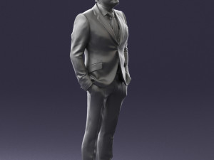 man in blue suit 0155 3d print ready Model do druku 3D