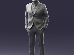 man in blue suit 0155 3d print ready Model do druku 3D