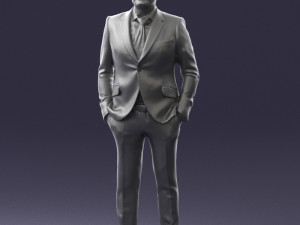 man in blue suit 0155 3d print ready Model do druku 3D
