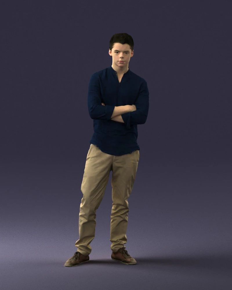 000490 Casual Young Man Standing Arms Crossed 3d print ready 3D Print Model .c4d .max .obj .3ds .fbx .stl .blend 