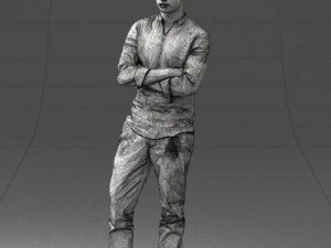 000490 Casual Young Man Standing Arms Crossed 3d print ready 3D Print Model