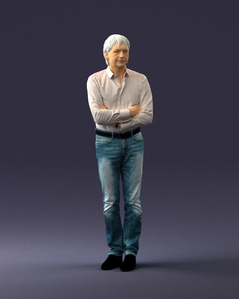 000500 Middle Aged Man Standing with Arms Crossed 3D Model .c4d .max .obj .3ds .fbx .stl .blend 