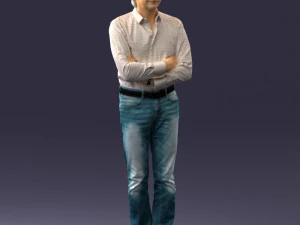 000500 Middle Aged Man Standing with Arms Crossed 3D Model