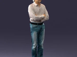 000500 Middle Aged Man Standing with Arms Crossed 3D Model