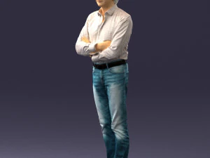 000500 Middle Aged Man Standing with Arms Crossed 3D Model