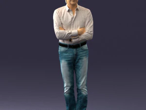 000500 Middle Aged Man Standing with Arms Crossed 3D Model