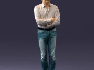 000500 Middle Aged Man Standing with Arms Crossed 3D Model