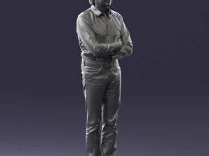 000500 Middle Aged Man Standing with Arms Crossed 3D Model